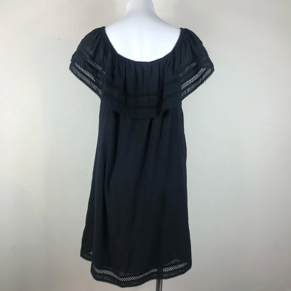 Aritzia Wilfred Emmie Off the Shoulder Boho Peasant Coastal Sun Dress Black M - Picture 12 of 16
